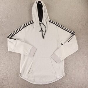 adidas Hoodie Mens M Gray Solid with stripes Cotton pullover